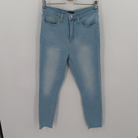 J Crew Mercantile Womens 28 Light Wash Blue Denim Jeans Raw Hem High Waist Pants - Picture 10 of 11